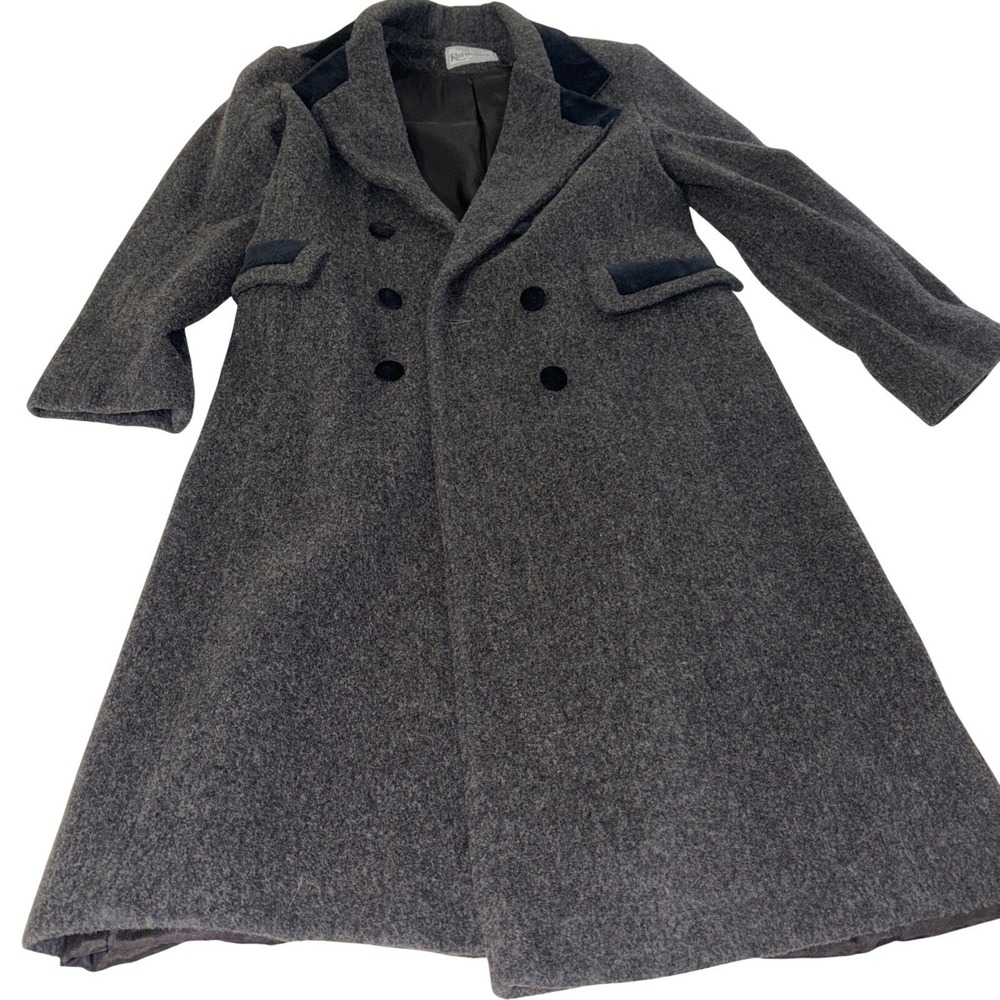 Vintage Rothschild Womens Wool Blend Long Coat Gray Size 14 Double Breasted